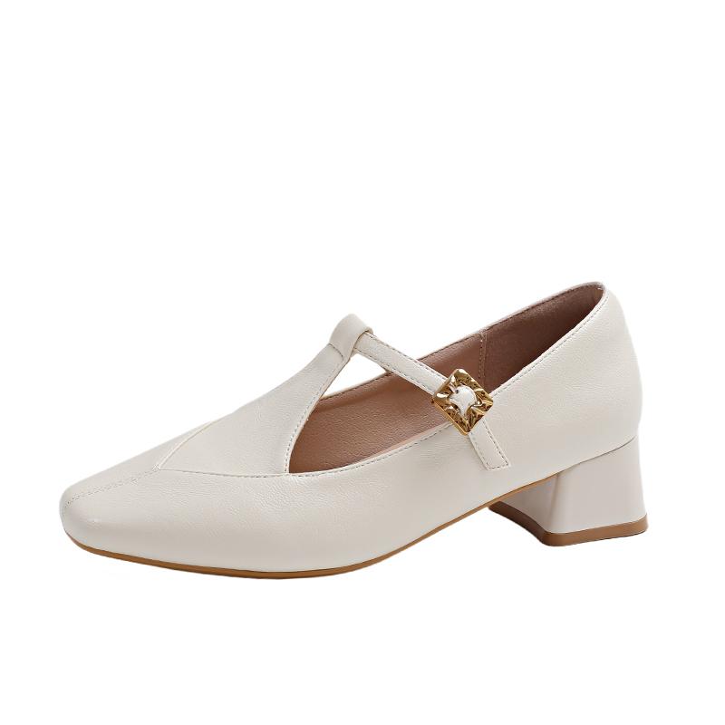 Модные туфли на блочном каблуке, осенние новинки, квадратный носок, мелкий вырез, ремешок, мягкая подошва, нескользящие, износостойкие, туфли на каблуке-рюмочке