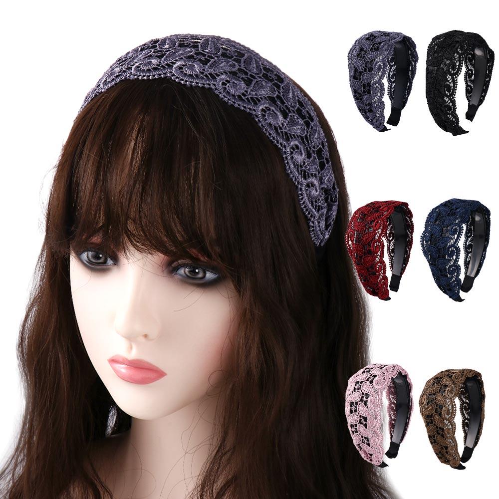 Vintage Headwear Hollow Wash Face For Girls Wide Side Women Hair Hoop Headband Korean Head Wrap Lace Hairbands