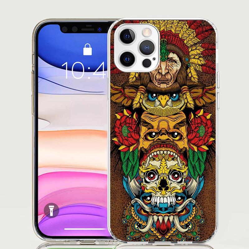 Mayan Stone Totem Pole Phone Case For iPhone 17 Air 16 15 Plus 11 14 Pro Max 13 Mini 12 7 8 + SE Pattern Art Customized Cover 17