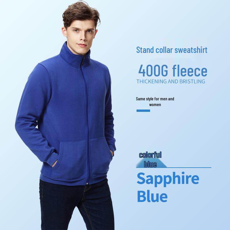 Custom Long Sleeve Cotton Zipper Sweatshirt Jacket with Turn-Down Collar and Logo for Corporate Culture