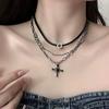 Готическое многослойное ожерелье с крестами Элегантное ожерелье-шарм с крестами многослойного дизайна для модных женщин