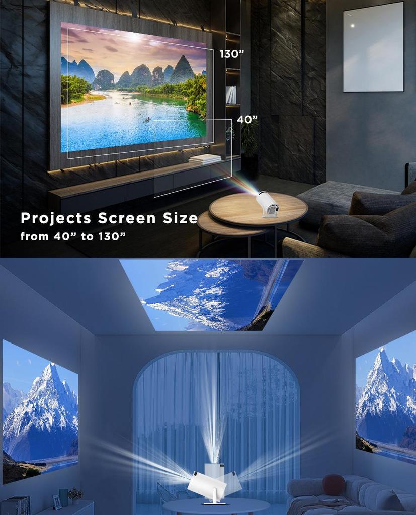 HY300 4K МИНИ-проектор ТВ для домашнего кинотеатра HD True 720P WIFI Портативные проекторы Кино Android IOS 1080P для мобильного телефона