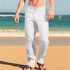 Мужские повседневные брюки, льняные пляжные прямые брюки, однотонные, удобные брюки для походов на открытом воздухе, повседневные брюки