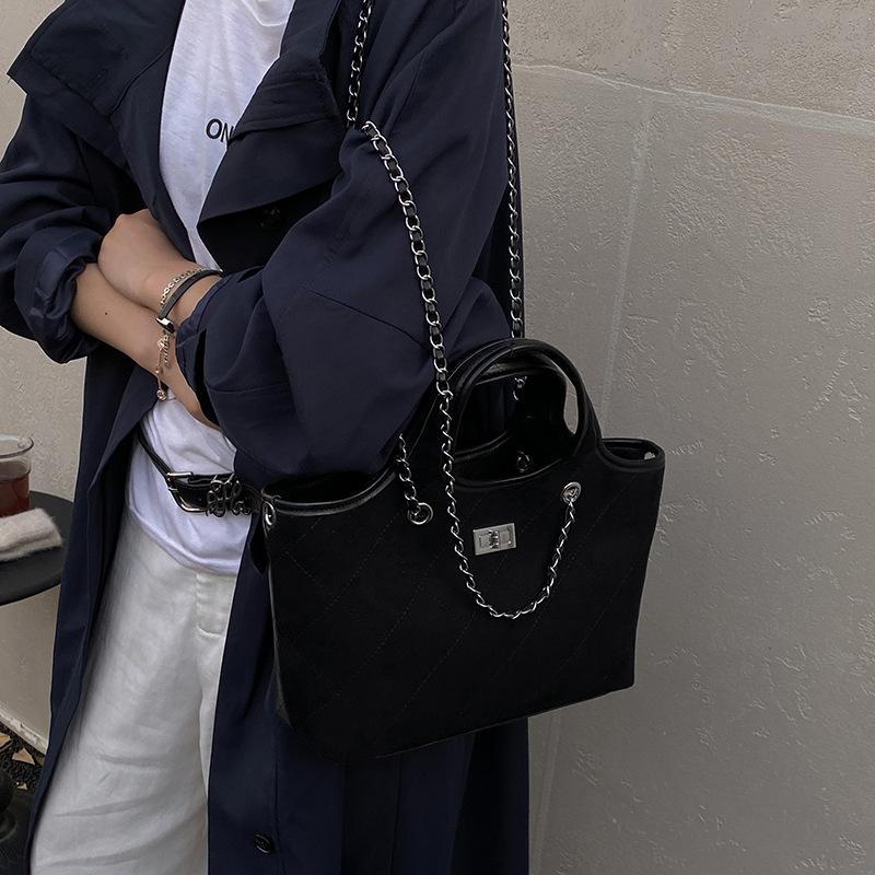 Вместительная сумка-тоут для поездок на работу, Ретро замшевая сумка подмышку, Повседневная одноплечевая сумка