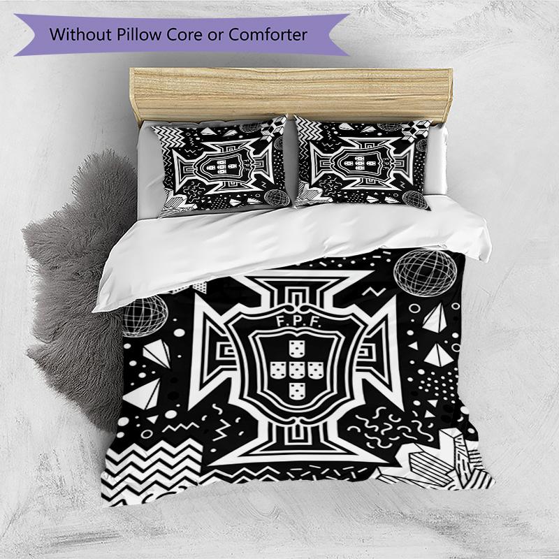 Portugal Football Printed Bedding 3 Piece Set Cozy Breathable Bed Cover Set as Housewarming Holiday Gift