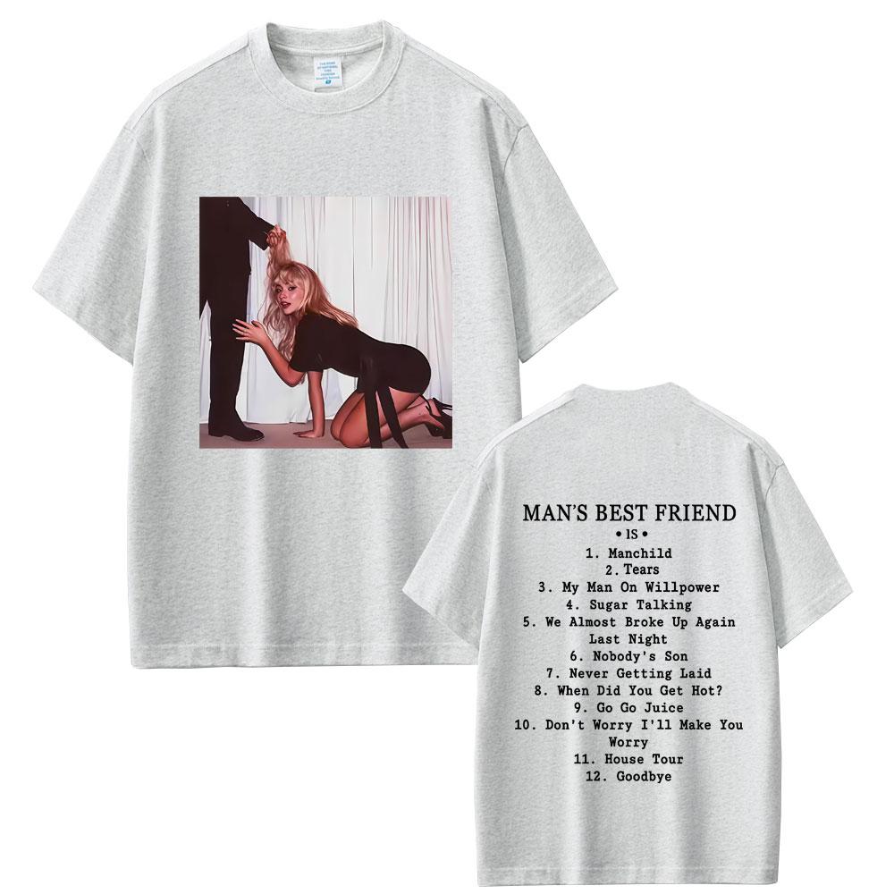 Sabrina Carpenter Mans Best Friend Album Graphic T Shirts Male Vintage Streetwear Men Women Fashion Casual Oversized Tshirt