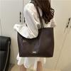 2025 Trend Woven Pattern New Fashion Casual Large Capacity Solid Color Textured One Shoulder Underarm Tote Bag Women