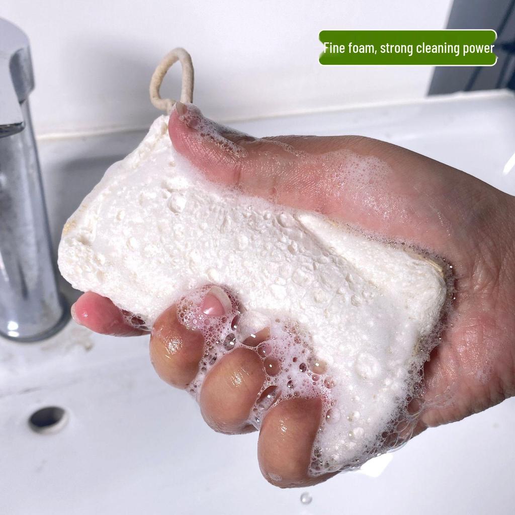 Натуральная мочалка из люфы, древесной массы и хлопка для мытья посуды и чистки – Впитывающая чистящая губка для кухни и ванной