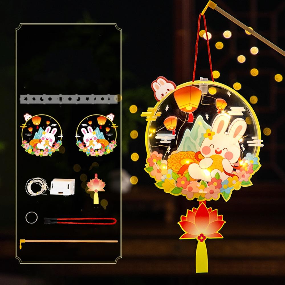 Ручной светящийся фонарь в виде кролика, фонарь ручной работы, материалы для DIY, подарки на Праздник середины осени