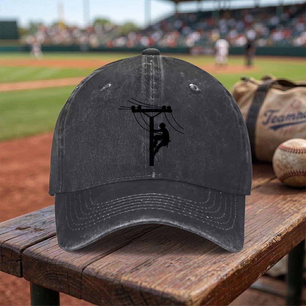 ElectricianThemed Unisex Baseball Cap with Adjustable Buckle Lightweight Washed Casual Cap for Unisex Women Hand Washable