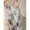 High Street Retro Leopard Print Straight-Leg Jeans for Women