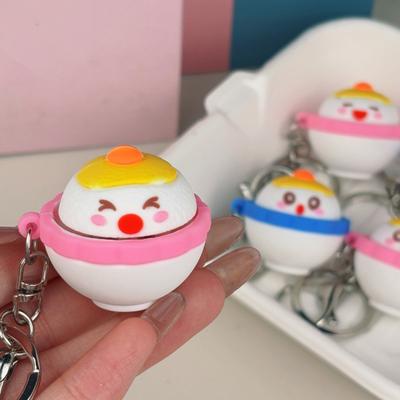 Яичный желток Рис Кликер Брелок Игрушка Снятие стресса Мультяшная миска для риса Кнопка декомпрессии Брелок-игрушка для пальцев Сумка Рюкзак Кошелек Шарм