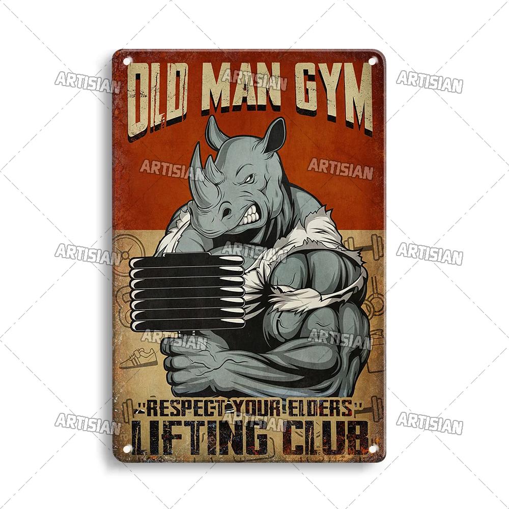 ARTISIAN Потертая Металлическая Жестяная Табличка Gym Club Винтажная Декоративная Тарелка Ржавый Спорт Металлический Постер Мужская Пещера Клуб Студия Настенный Декор