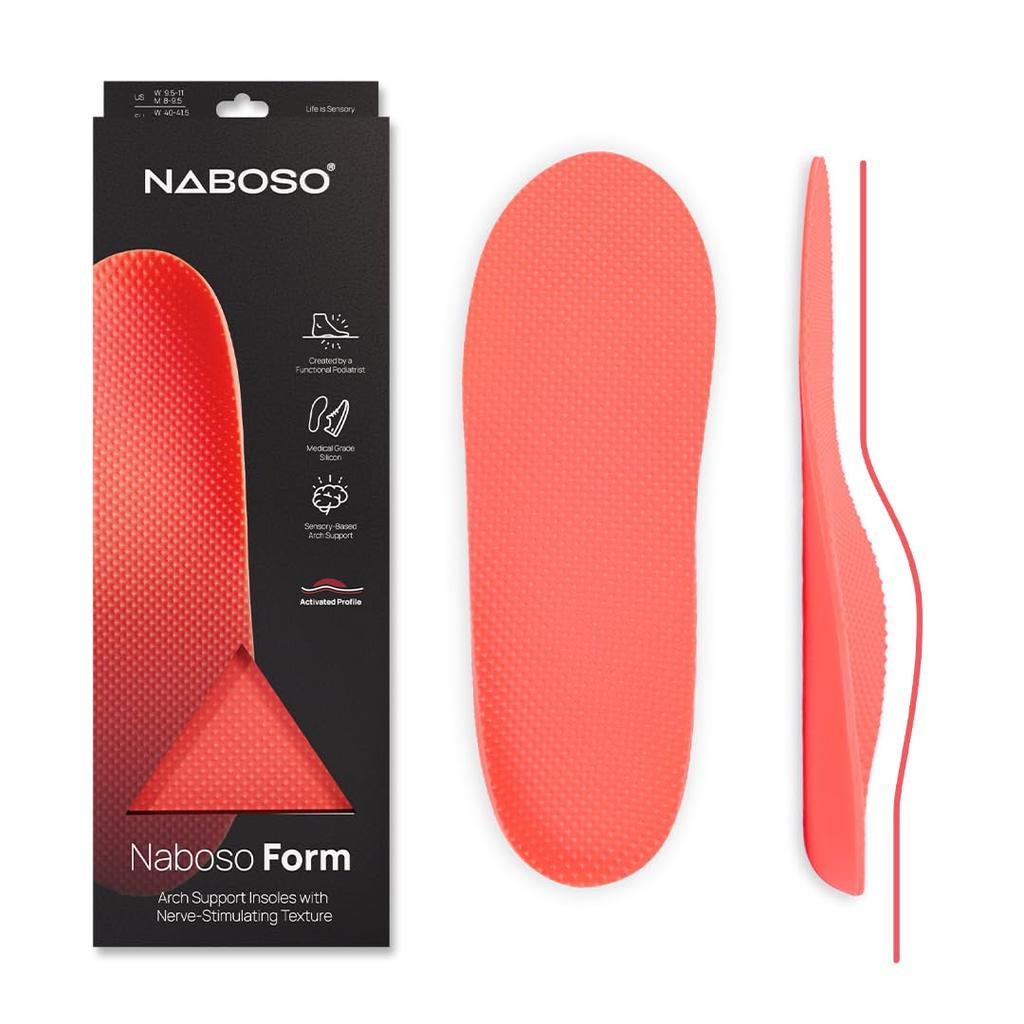 Naboso Foam Insoles with Active Arch Developed by Podiatrists In the Patented and Foot Red Support, U.S., Texture, Stimulation, (N6)