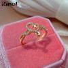 Kinel Romantic Rose Gold Color Love Heart Rings For Women Shiny Zircon Wedding Ring