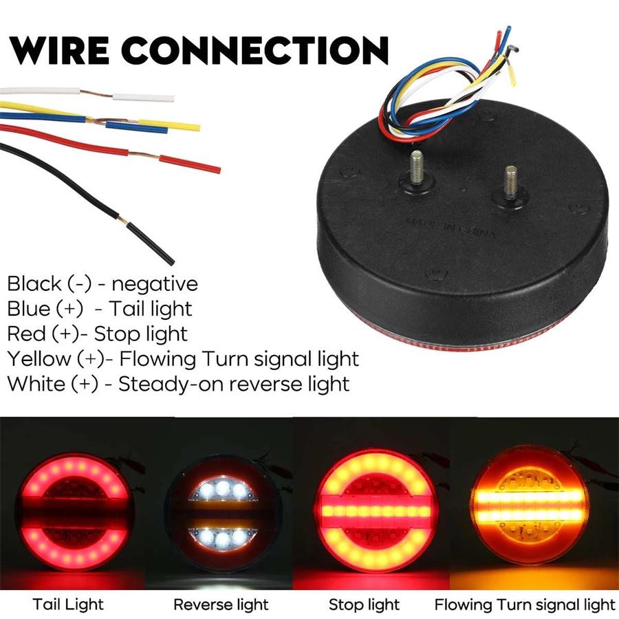 2 шт. 12-24 В 5,3" Динамический светодиодный задний фонарь для прицепа грузовика, стоп-сигнал, ДХО, бегущий поворотник