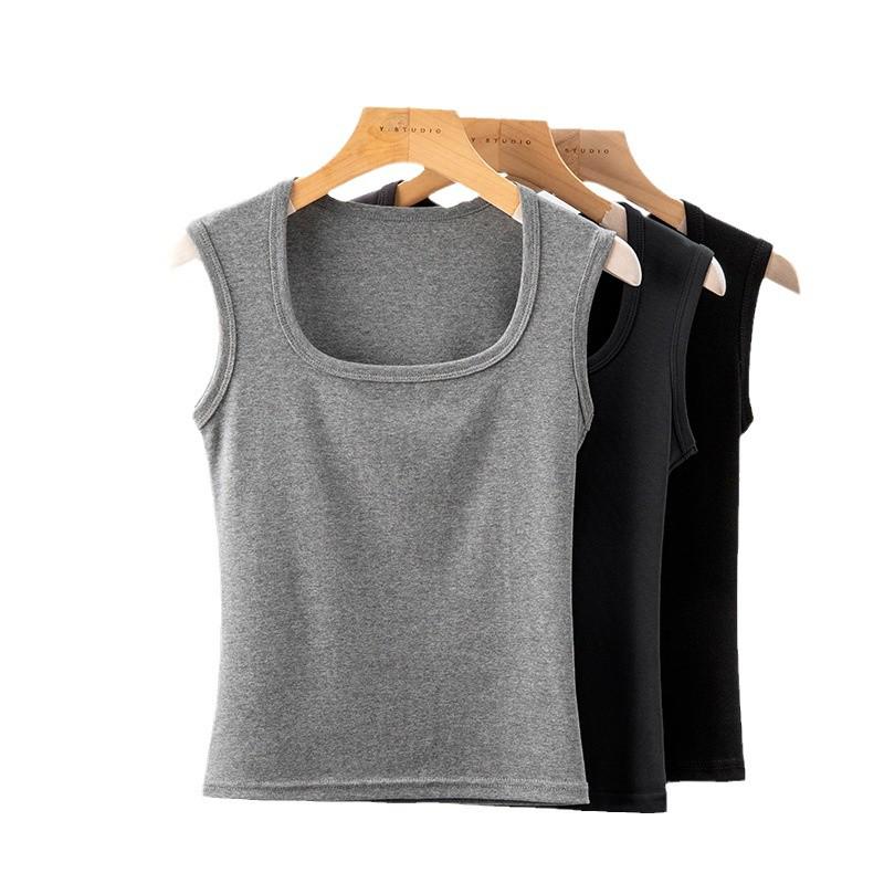 Women's Wide-Strap White Camisole: Pure Cotton, Large Size, All-Season, Beautiful Back Design, Side-Breast Coverage, Inner and Outer Wear.