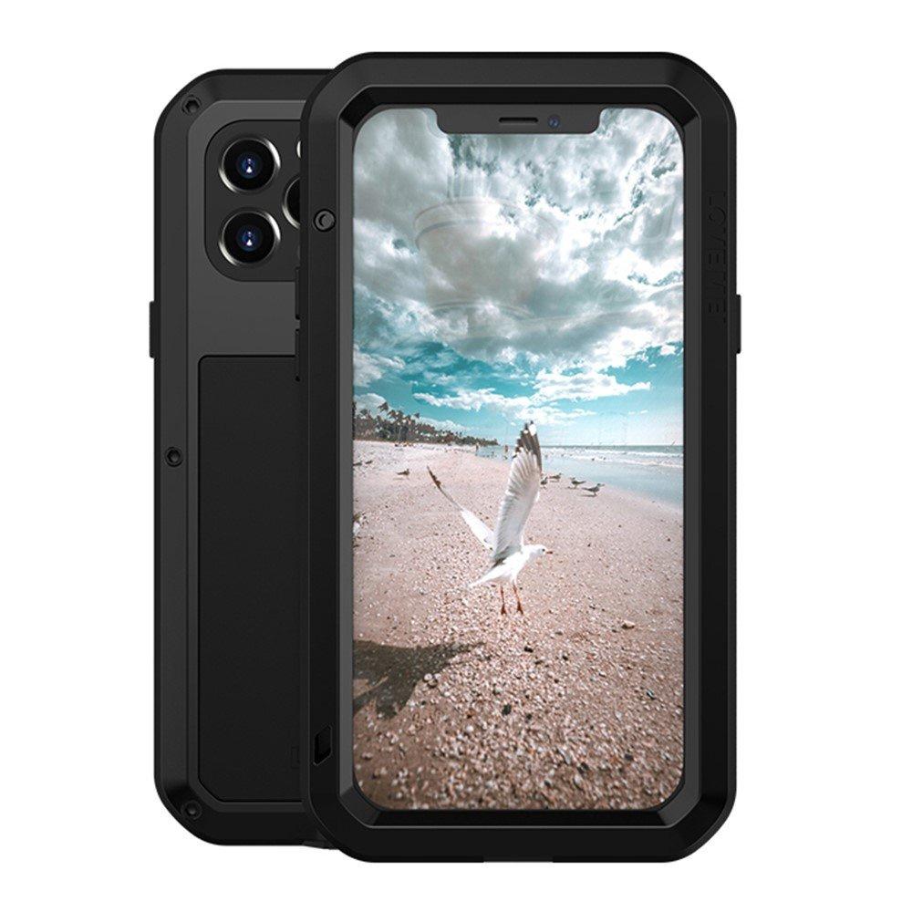 Love Mei iPhone 12 Pro Case, Armored with Glass, Black
