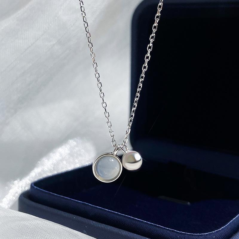 Круглое ожерелье с имитацией кошачьего глаза для женской модной ниши, стильное и простое для поездок на работу, универсальная цепочка на ключицу