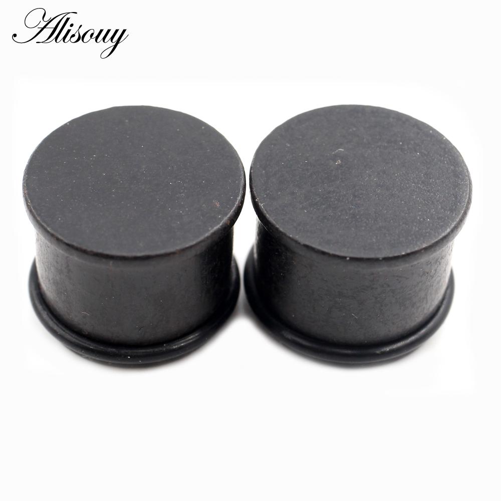 Alisouy 2PCS цилиндрические серьги-заглушки из натурального дерева для ушей, серьги-туннели, растяжители, расширители, спираль для пирсинга, украшения для тела
