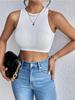 Round Neck Ribbed Tank Top Solid Color  Crop Tops Women Summer Knitting Camis Fashion Tube Female Sleeveless Cropped Vest Y2K
