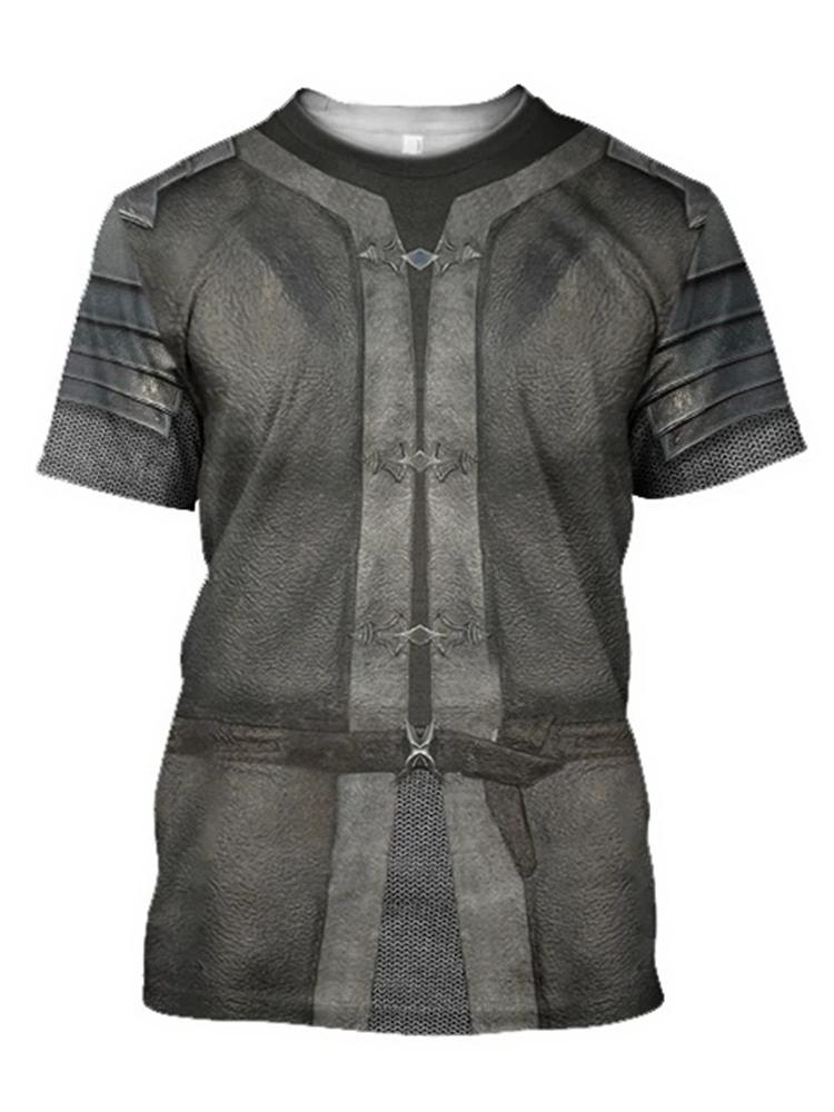 Tshirts Knight Medieval Armor 3D Print T Shirt Kids Round Neck Summer Fashion T-shirt Boy Girl Unisex Hip Hop Loose clothing