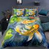 Koi Fish Duvet Cover Set Carp Tie Dye Bedding Sets Traditional Chinese Ink Art Bedspread Lotus Leaf Nature Quilt Cover Full Size