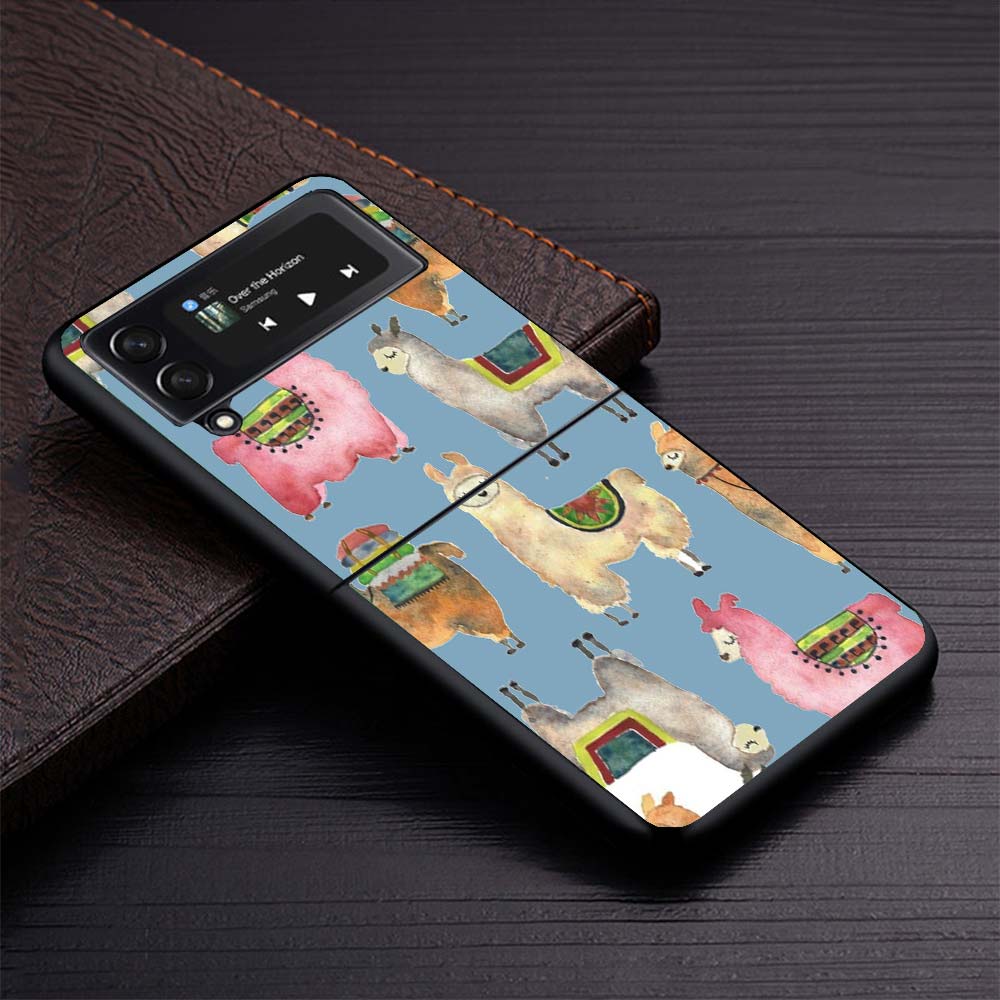 Lama Llama Alpacas Phone Case for Samsung Galaxy Z Flip7 Flip6 5G Flip4 Flip5 Flip3 Cover Z Flip 7 6 5 4 3 PC Shell Coque Galaxy