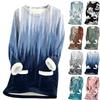Women's Round Neck Top Printing Thickened Plush Cashmere Warm Long Top