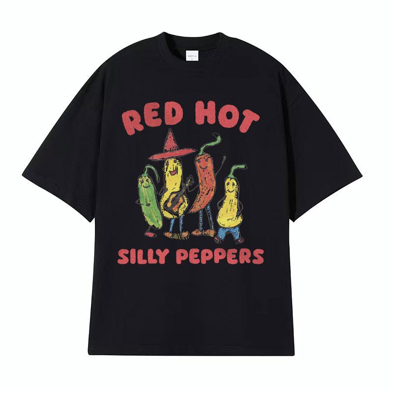 Red Hot Silly Peppers Funny Meme T Shirts Men Women Vintage High Quality Tops Tshirts Male Summer Casual Cozy Oversized Tshirt
