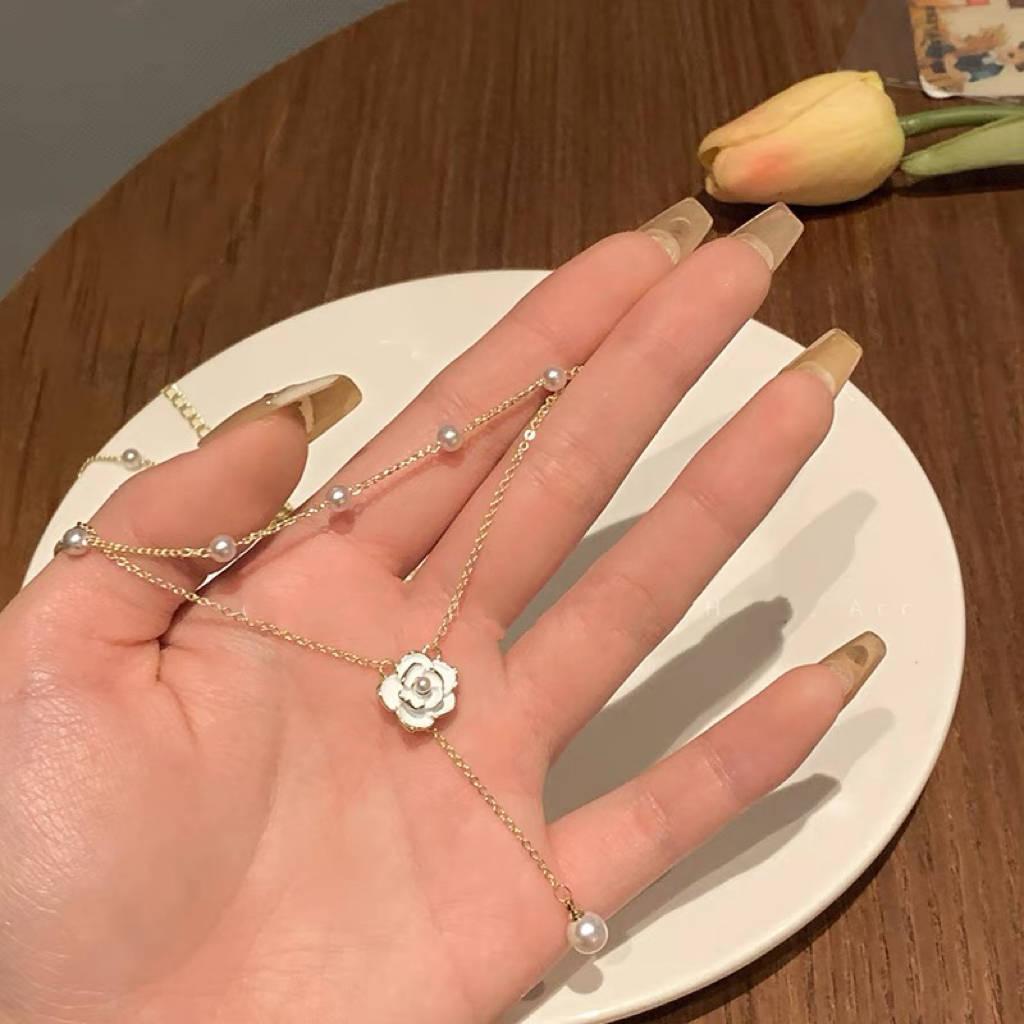 Double Layer Women's Pearl Necklace  Gold Color Beads Pendant Necklaces Goth Chain Choker for Women Fashion Jewelry