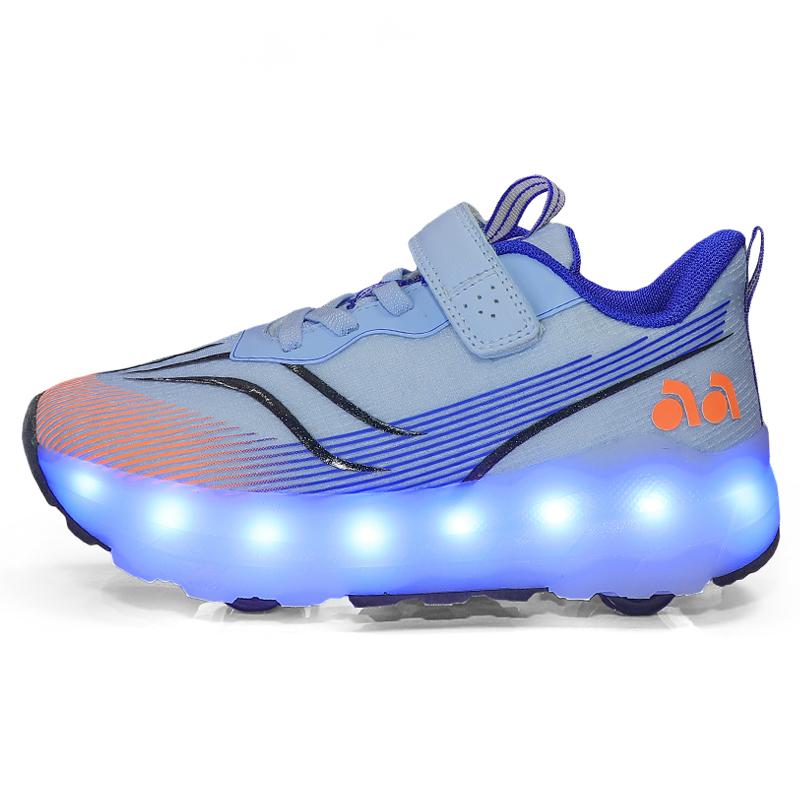 BoyS Four-wheeled Charging Flat-shaped Shoes LED Lamp Shoes Runaway Shoes Roller Skating Sports Shoes Girl Skates
