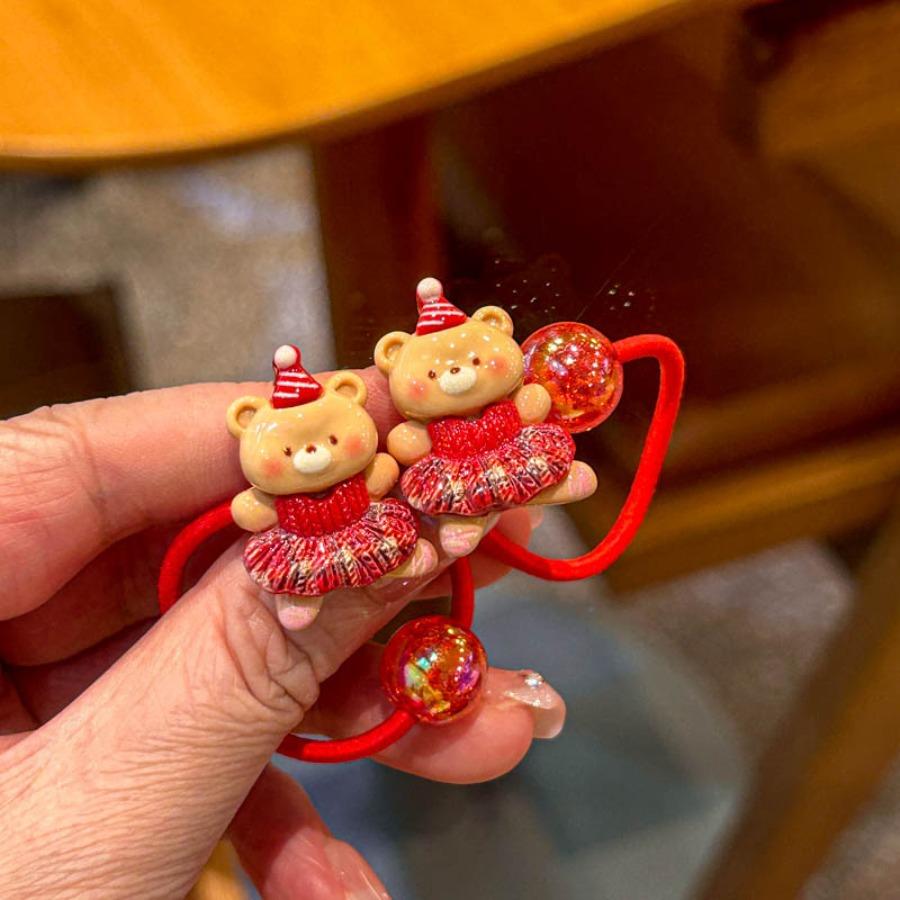 2pcs Sweet Cartoon Cute Little Rabbit Hairband, Small Bear Hair String, Hair Protection Elastic Headband, Hair Accessory.