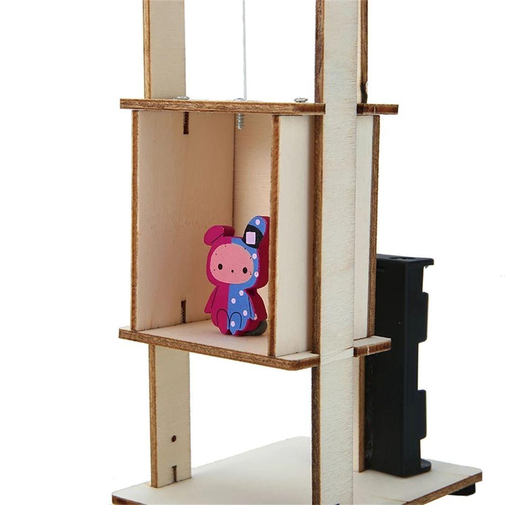 Educational Toys Wooden Elevator Technology Making Toys Electric Toy Assembled Electric Lift