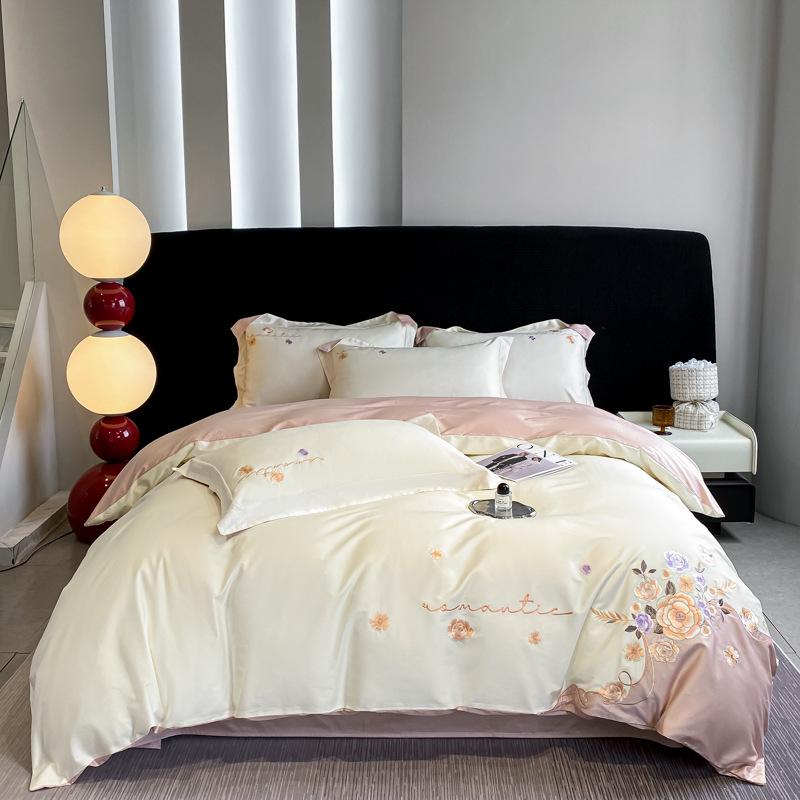 Роскошный вышитый комплект постельного белья из длинноволокнистого хлопка - Серия "Мечта" (4 шт)