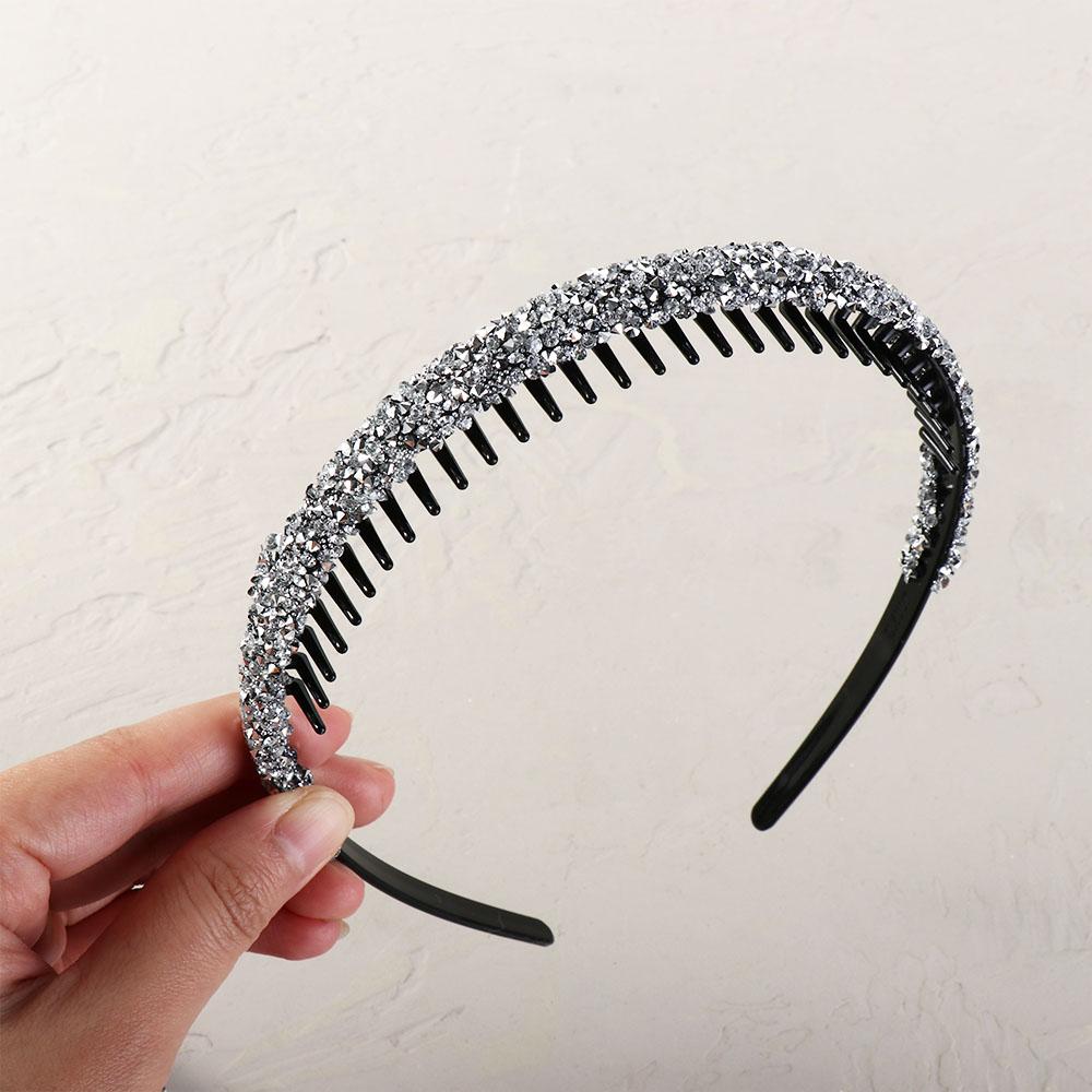 Пластиковый ободок для волос с зубчиками, ретро-ободок для волос со стразами, нескользящий