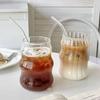 High-Value Cloud Cup: Ribbed Borosilicate Glass with Straw for Milk & Coffee