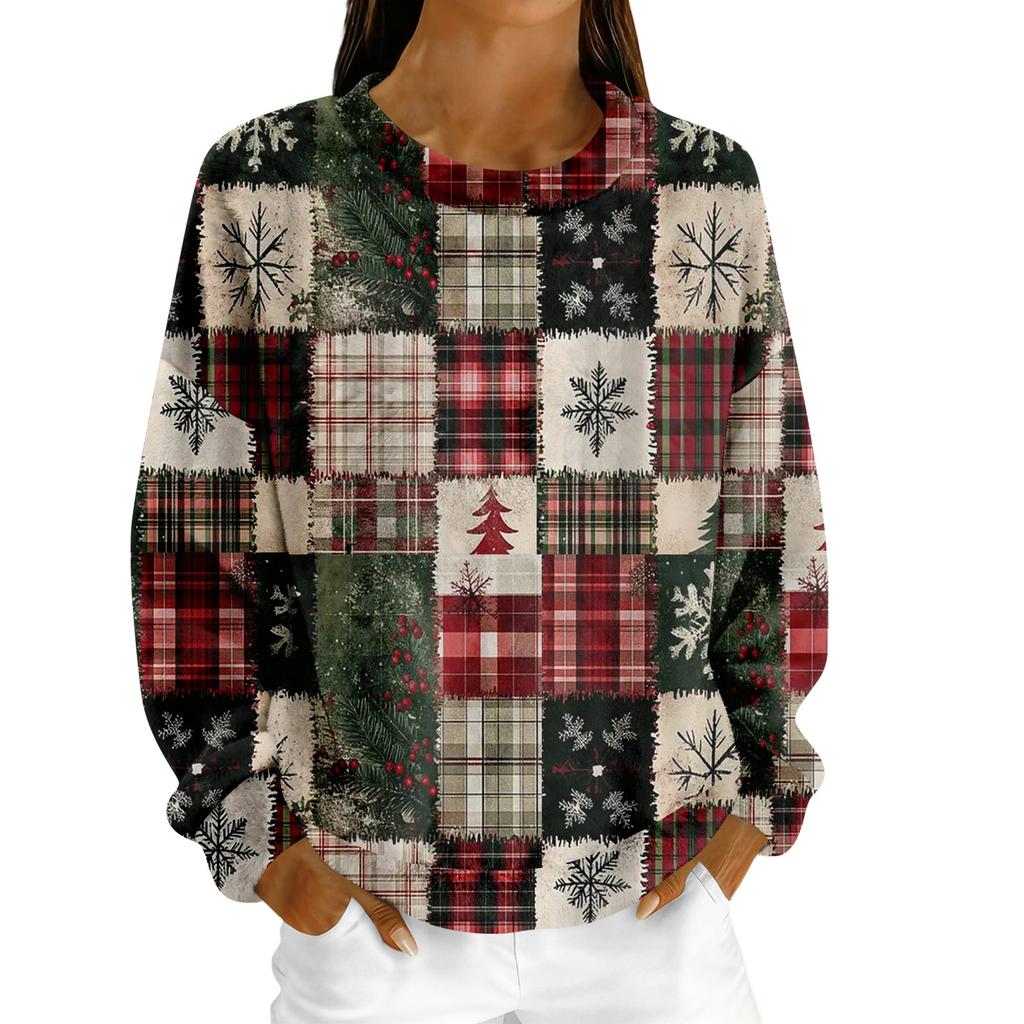 Women's Fleece Hoodie Long-Sleeve Round  Neck Casual Comfortable Loose-Fit Lightweight Women's Hoodie