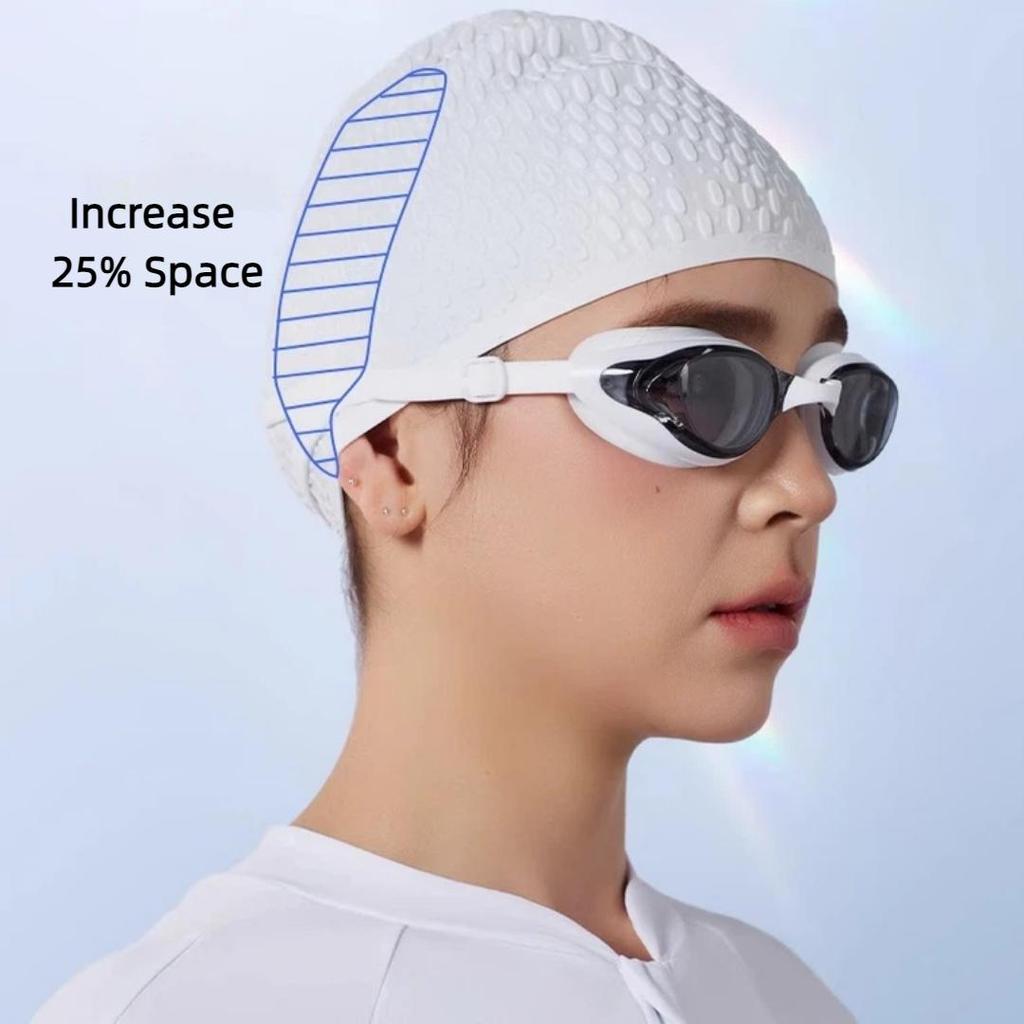 ANTA Silicone Swimming Cap, Large Size, Waterproof, Long Hair Specific, Ear Protection, White