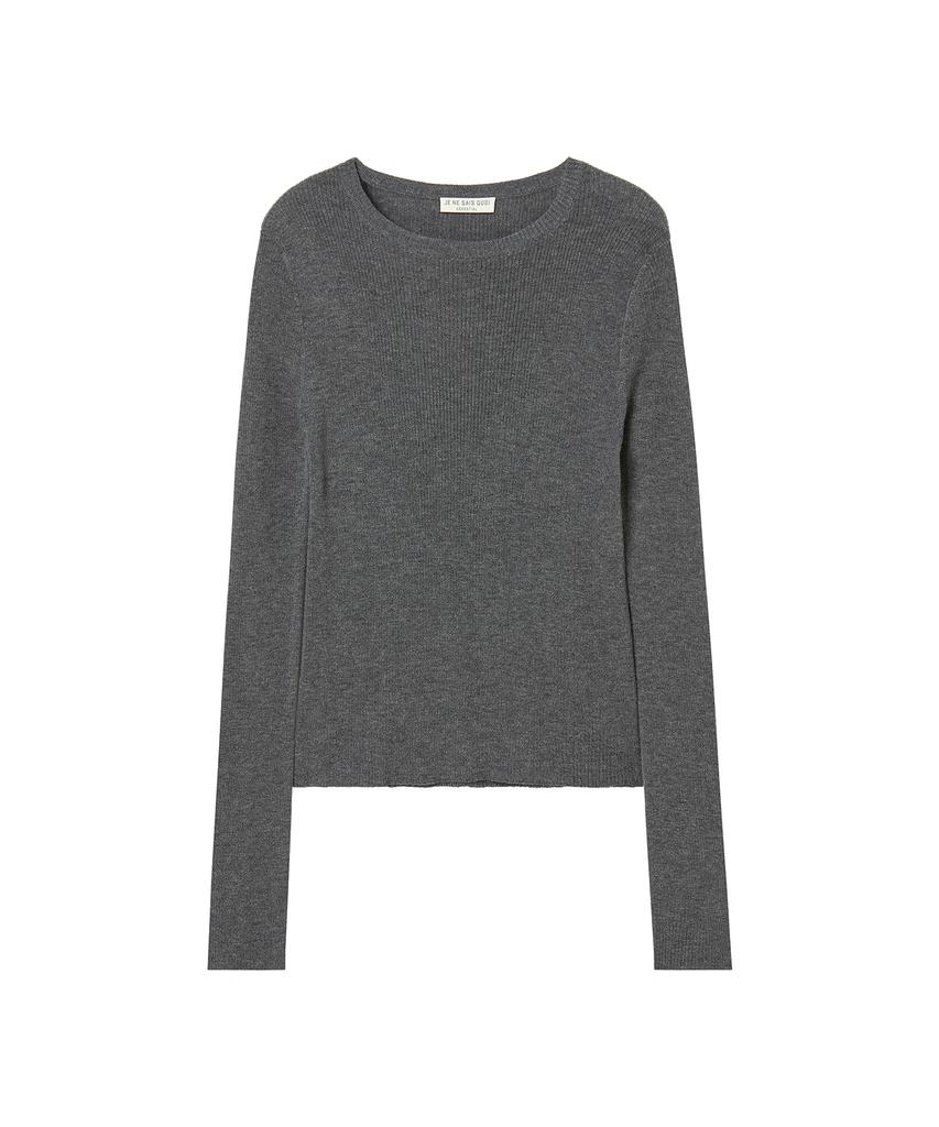 JE NE SAIS QUOI Rib Cashmere Knit + Shawl Muffler Set_ Charcoal