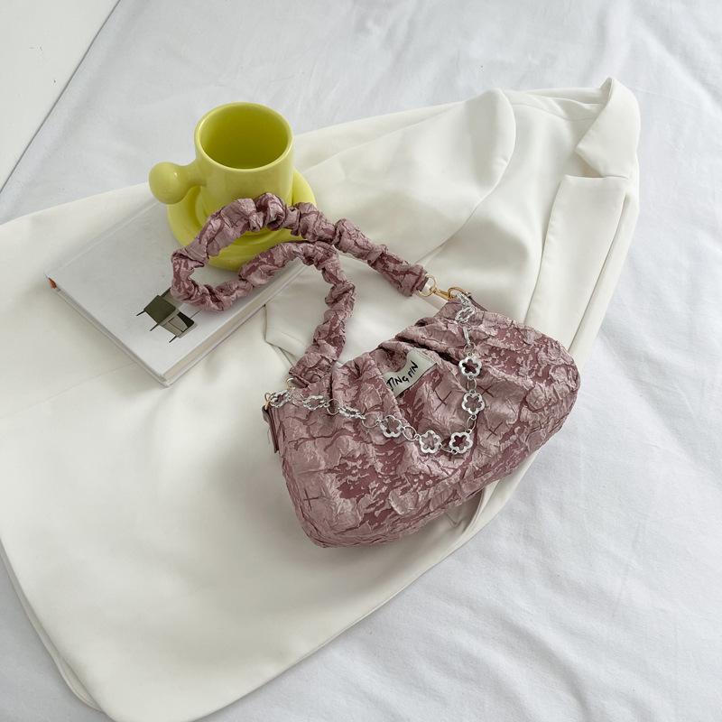 Складчатая сумка-облако с цветком, женская сумка, лето, новая, темпераментная, на цепочке, на плечо, модная, мессенджер, тканевая сумка, сумка