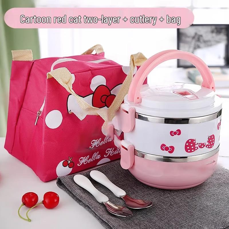 Ru Han Cartoon Kids 3-Layer Insulated Stainless Steel Bento Box