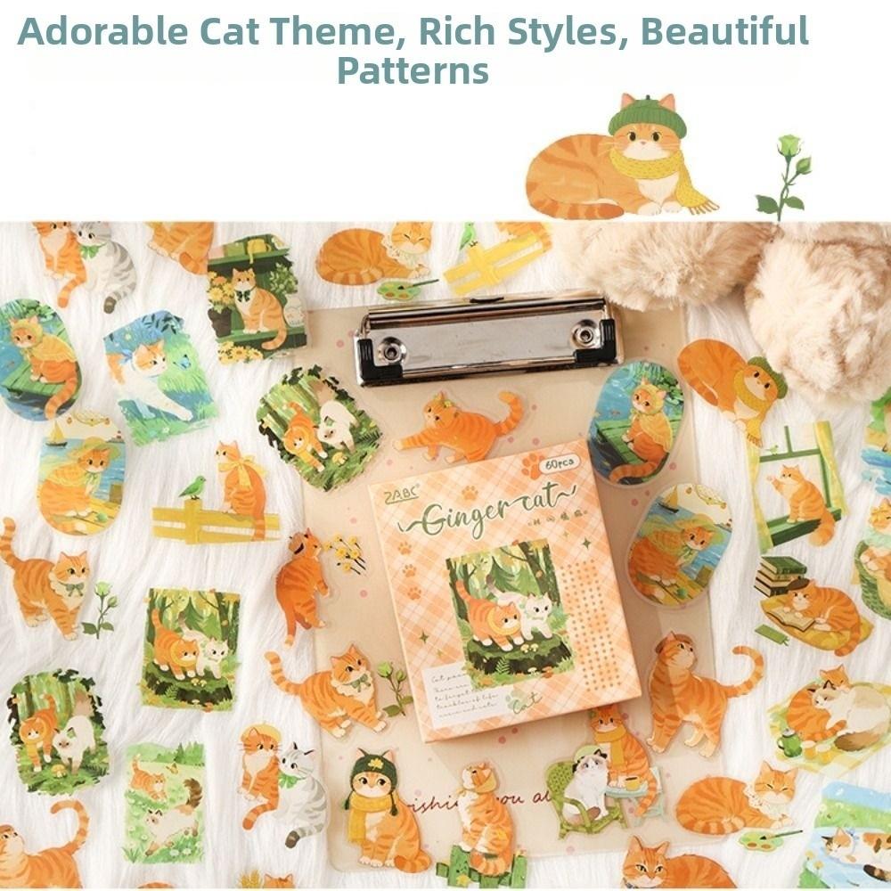 Cute Cartoon Style Stationery Stickers 60 Sheets Kitten Holiday Pet Stickers Scrapbooking