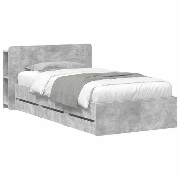 Maison Exclusive - Cadre de lit avec rangement et tête de lit Gris béton