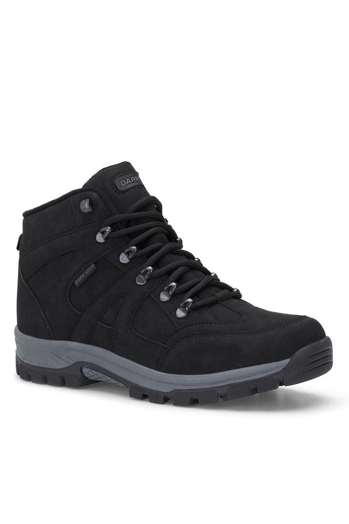 Men's Fashion Flat Heeled Booties Black Unisex Outdoor Trekking Boots Shoes
