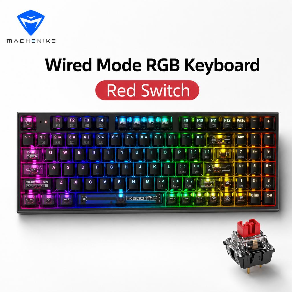 MACHENIKE K500 Mechanical Keyboard Wired Gaming Keyboard K500-B94 Swappable 94 Keys 90% Layout RGB BackLight for PC Laptop