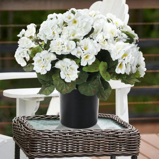 Искусственные цветы герани для улицы 13" горшечный куст искусственной герани, устойчивый к УФ-лучам, искусственный шелковый цветок для декора переднего крыльца, сада, двора, патио