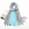 Fresh and Elegant Red Petal Mixed Printed Tassel Scarf for Women  Cotton and Linen Scarf for Travel Decorative Shawl