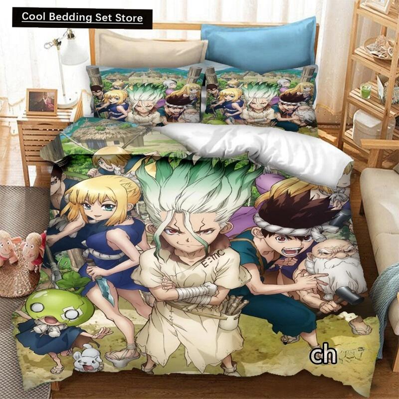 New Anime Dr.STONE 3D Print Bedding Set Duvet Covers Pillowcases 2/3 Piece Comforter Bedding Sets Bedclothes Duvet Cover Sets