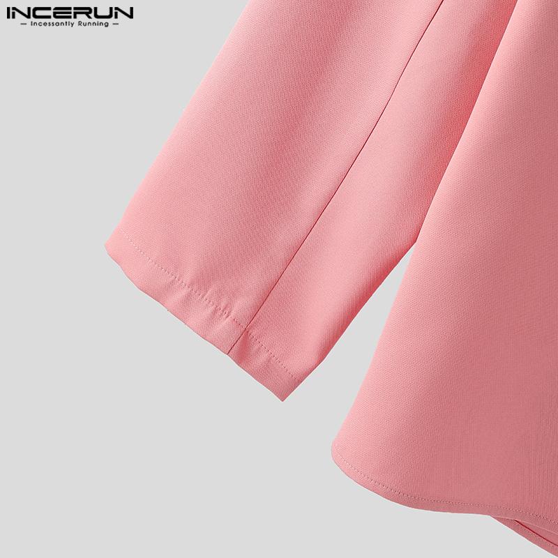 INCERUN Мужские пиджаки с лацканами, длинными рукавами, на одной пуговице, повседневные, свободные, тонкие